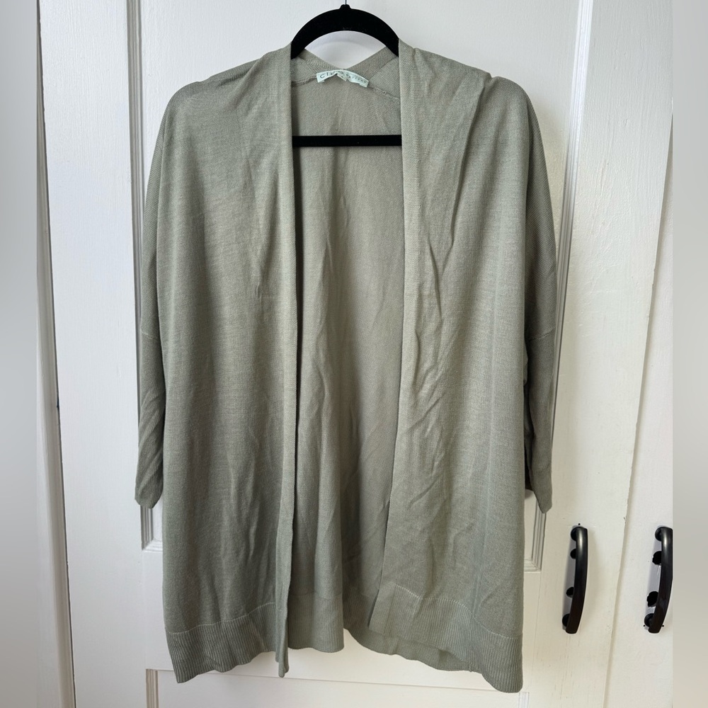 Cleo Olive Open Front Light Cardigan